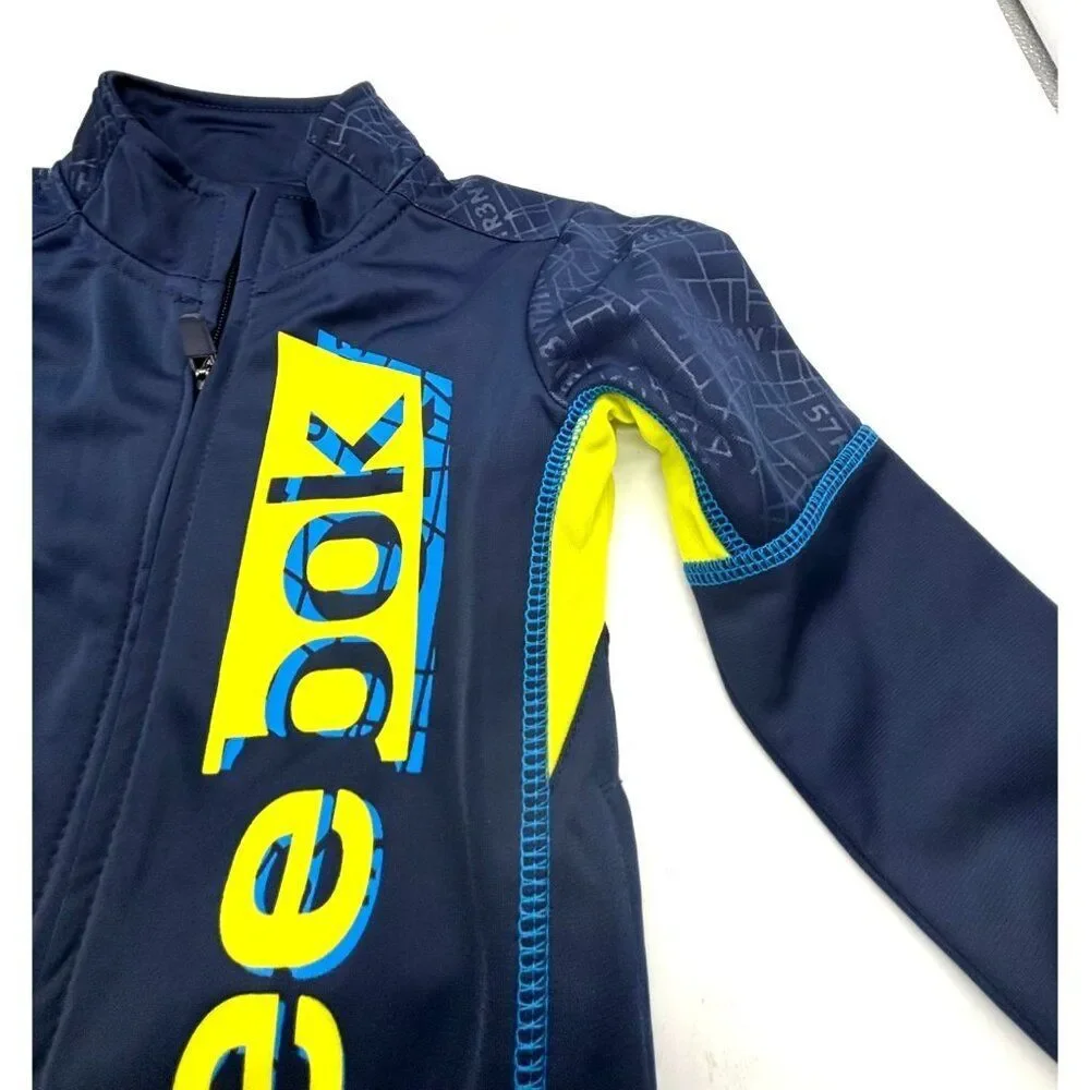 Reebok Kids Navy & Yellow Grid Tricot Jacket, Navy, 2T (jacket only)